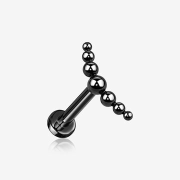 Implant Grade Titanium Blackline Crescent Arc Bali Beads Top Internally Threaded Flat Back Stud Labret